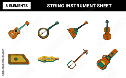 Acoustic Folk String Instrument Asset Sheet