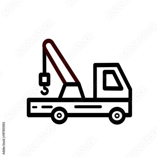 Tow truck vector icon. Vector graphic, not Artificial Intelligence, logo illustration. Replaceable vector design.