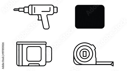 Essential Toolbox: A meticulously crafted collection of indispensable tools, featuring a drill, measuring tape, and other essentials for construction and repair.