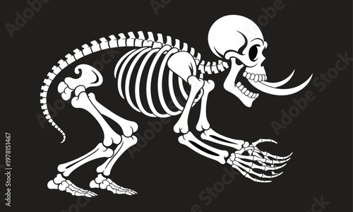 Mammoth skeleton illustration a detailed depiction of an extinct prehistoric creature's remains