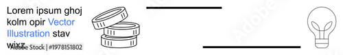 Financial growth, creativity, business ideas, innovation, investment concepts, idea execution. Stacked coins connected by a lightbulb through lines. Financial growth and creativity concepts