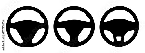 Steering wheel sensor icon set with solid black figure on white background featuring autonomous, vehicle, sensor with icon design and technology