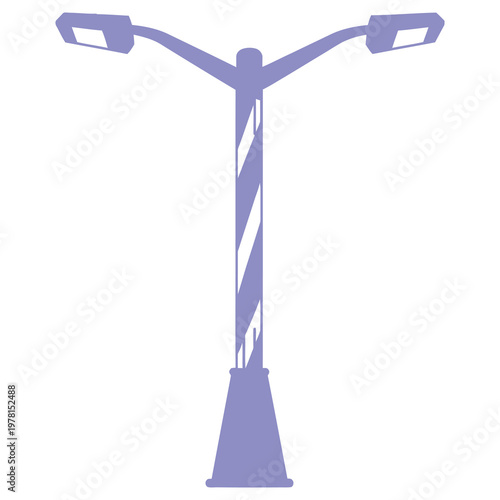 Street lamp post with two lights on top, urban lighting fixture