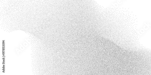 Dynamic grunge noise texture overlay with fine grains isolated on white background, flowing particle motion with depth, background design