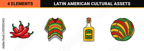 Mexican Fiesta Cultural Celebration Elements.