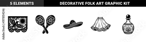 Mexican Folklore Heritage Graphic Set