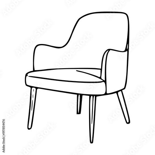 mid-century modern furniture outline for interior design