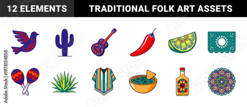 Mexican Fiesta Celebration Design Elements