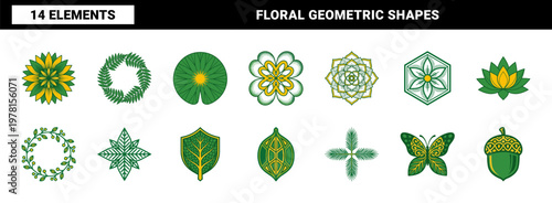 Geometric Botanical Nature Ornaments
