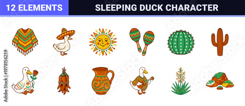 Mexican Desert Duck and Cactus Set.