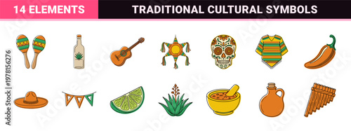 Mexican Heritage Line Art Asset Sheet