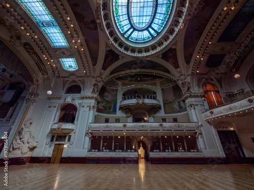 The Smetana Hall, the main concert hall located inside the Municipal Housein Prague, Czech Republic. 