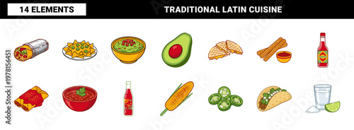 Mexican Food Gastronomy Elements