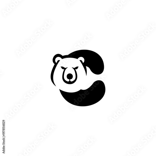 Polar Bear Head Letter C logo...