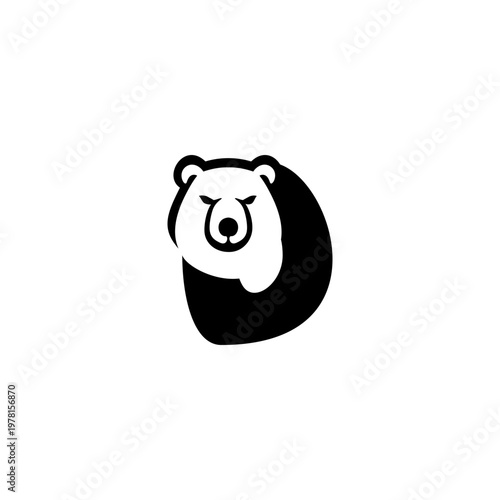 Polar Bear Head Letter D logo...