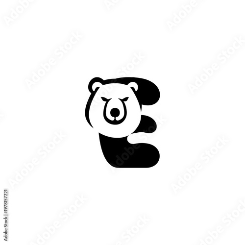 Polar Bear Head Letter E logo...