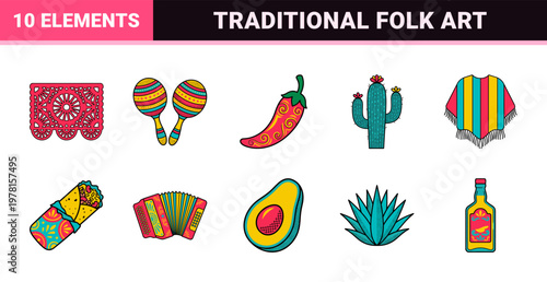 Mexican Folklore Fiesta Graphic Elements