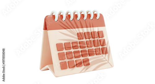 3D Render of a Desk Calendar with Palm Leaf Shadow