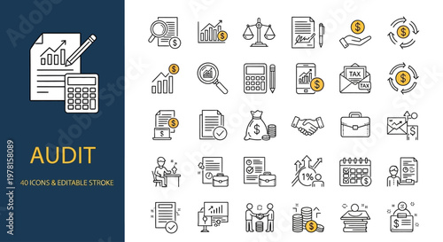 Audit Icons A Comprehensive Collection of Financial and Business Graphics for Analysis and Reporting