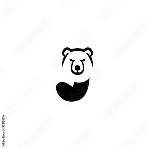 Polar Bear Head Letter J logo...