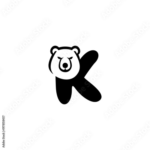 Polar Bear Head Letter K logo...