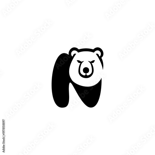 Polar Bear Head Letter N logo...
