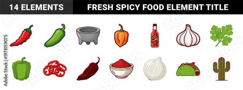 Spicy Chili Pepper Geometric Vector Kit