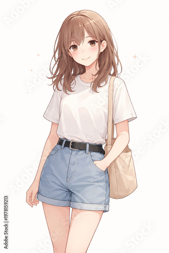 simple background with beautiful slim girl