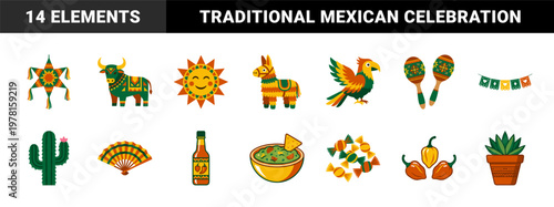 Mexican Fiesta Party Graphic Asset Grid