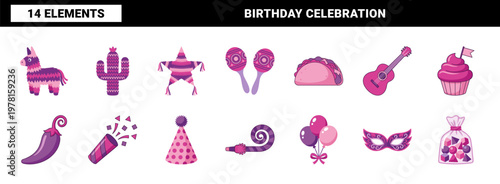 Fiesta Party and Pinata Graphic Set