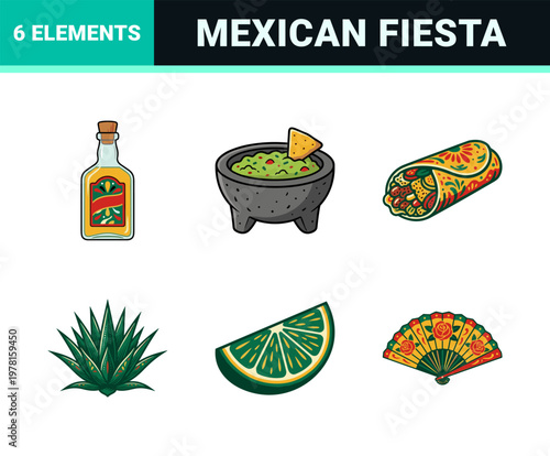 Mexican Fiesta Cultural Symbol Element Kit