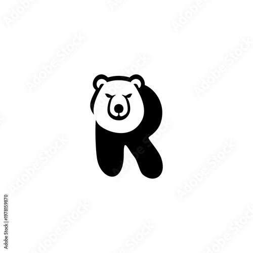 Polar Bear Head Letter R logo...