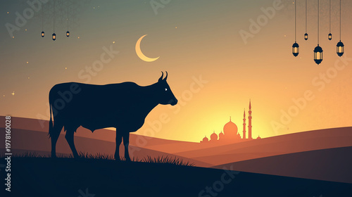Eid al adha background, invitation and islamic background
