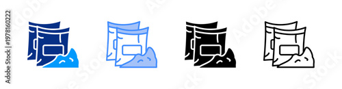 Cement Multiple Style Icon Set Vector 