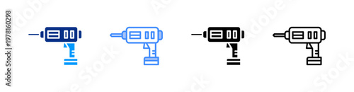 Drill Multiple Style Icon Set Vector 