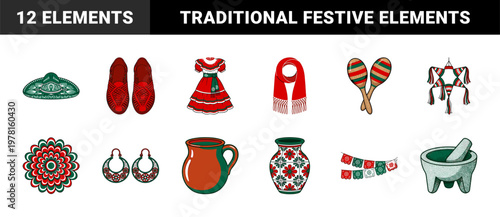 Mexican Folk Culture Festive Elements