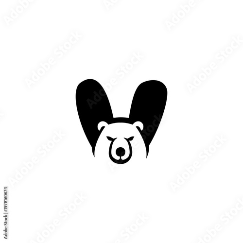 Polar Bear Head Letter V logo...