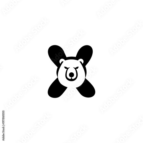 Polar Bear Head Letter X logo...