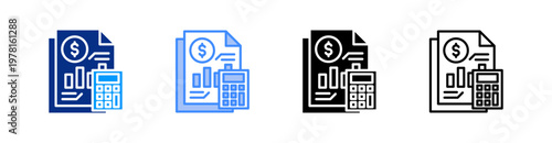 Accounting Multiple Style Icon Set Vector 