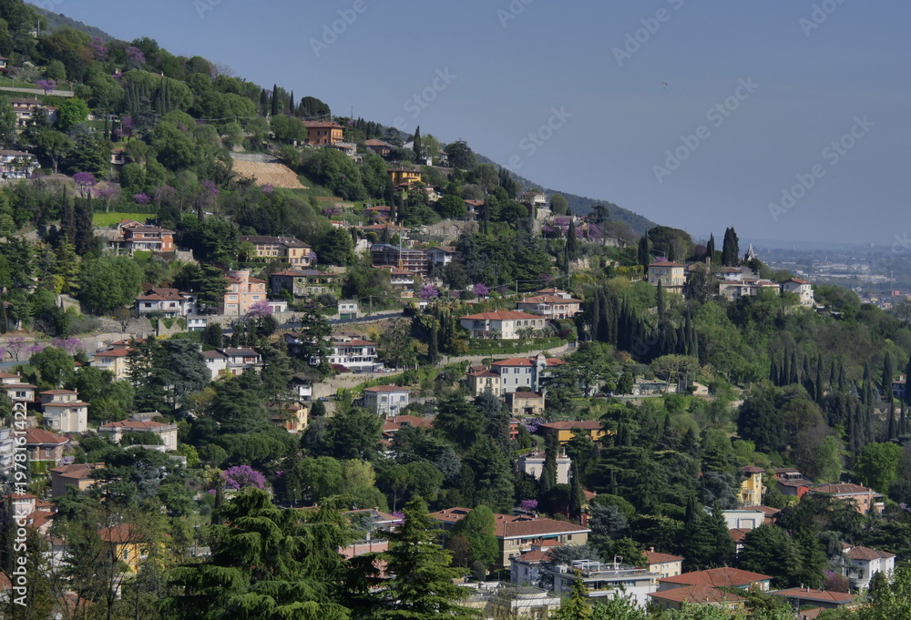 Fototapeta premium Brescia landscape from historic castle, east view,Lombardy, Italy