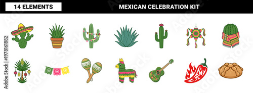 Festive Mexican Desert Party Asset Grid