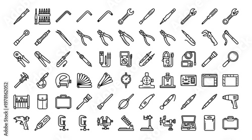 Collection of hand tools vector illustration for repair and maintenance