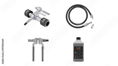 Motorcycle Parts Collection: A curated arrangement of essential motorcycle components, showcased with precision and clarity. Emphasizing the detail, functionality, and purpose behind each piece.