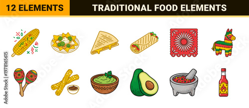 Mexican Fiesta and Food Graphic Elements