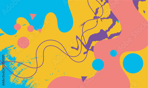 Trendy abstract background. Composition of amorphous forms and lines. Template for social networks..