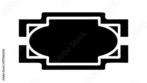 Black geometric shape with cut corners vector icon