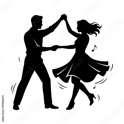 Energetic salsa couple performing lively spin