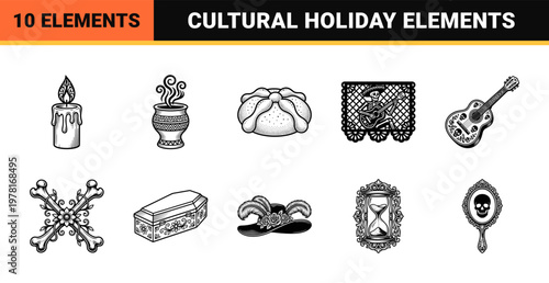 Mexican Sugar Skull and Calavera Folk Art Sheet