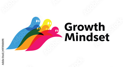 Growth mindset concept, colorful abstract logo, motivational symbol, business vector icon