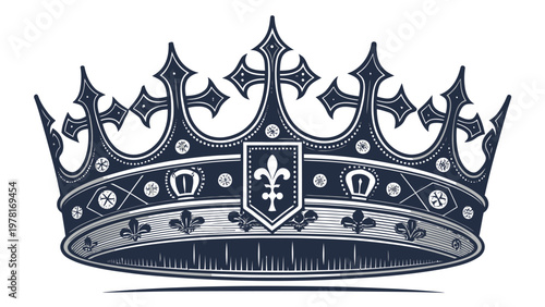 Medieval european gothic crown silhouette vector illustration royalty free graphic